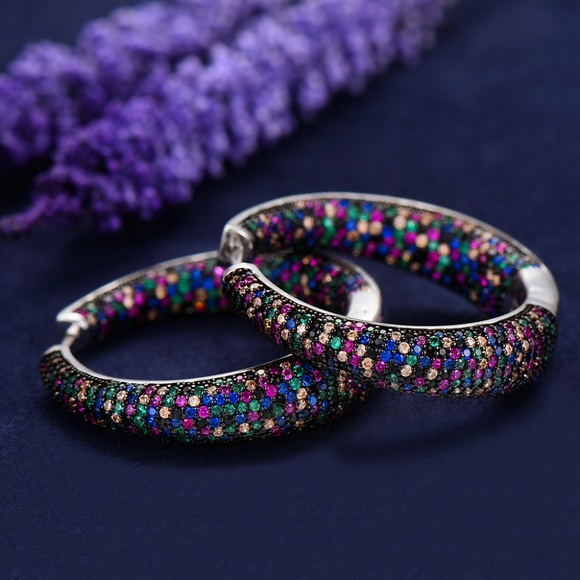 💎NEW💎GORGEOUS RAINBOW THICK HOOPS - Picture 6 of 8